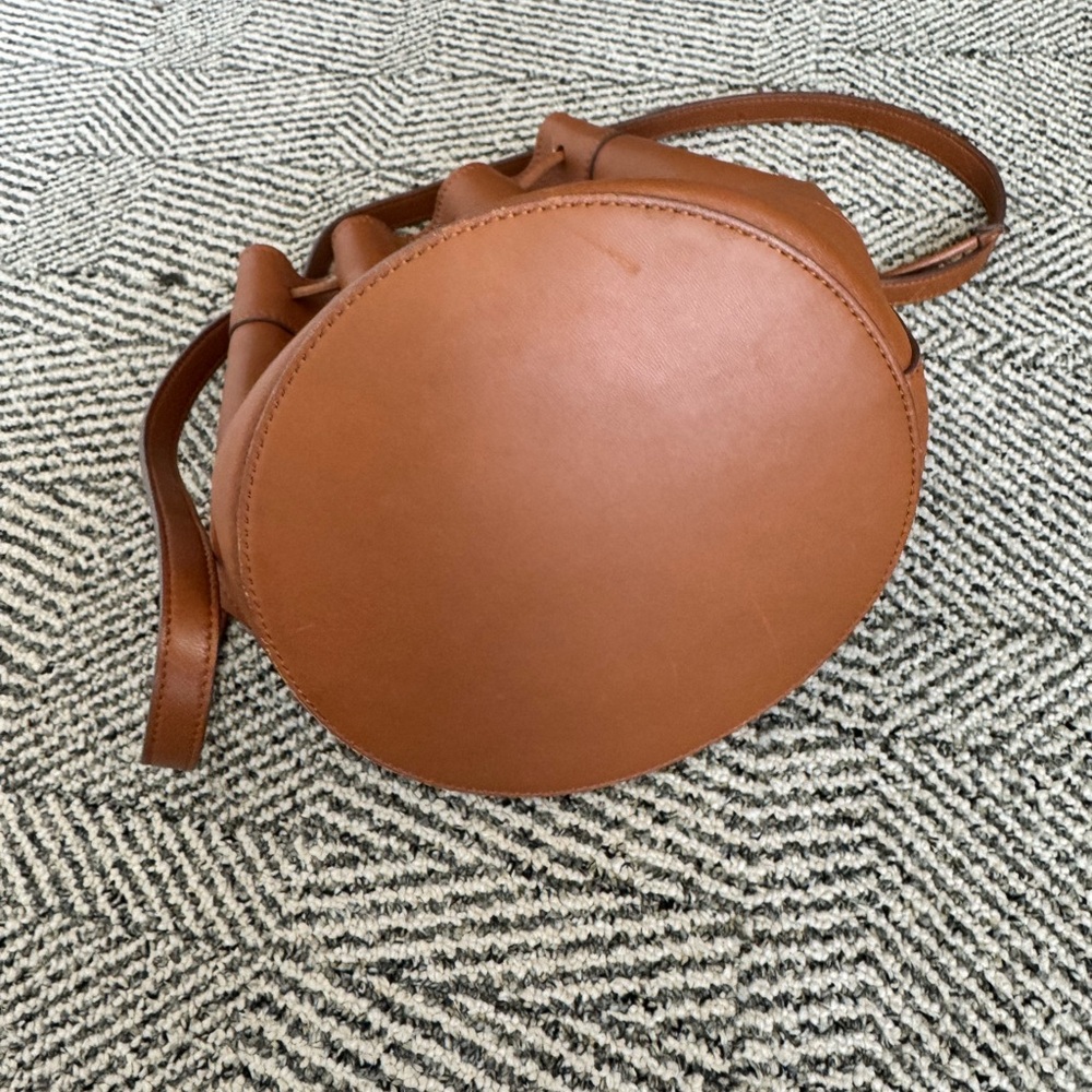 Jenni Kayne Leather Mini Drawstring Bucket Bag in Saddle - Picture 8 of 14
